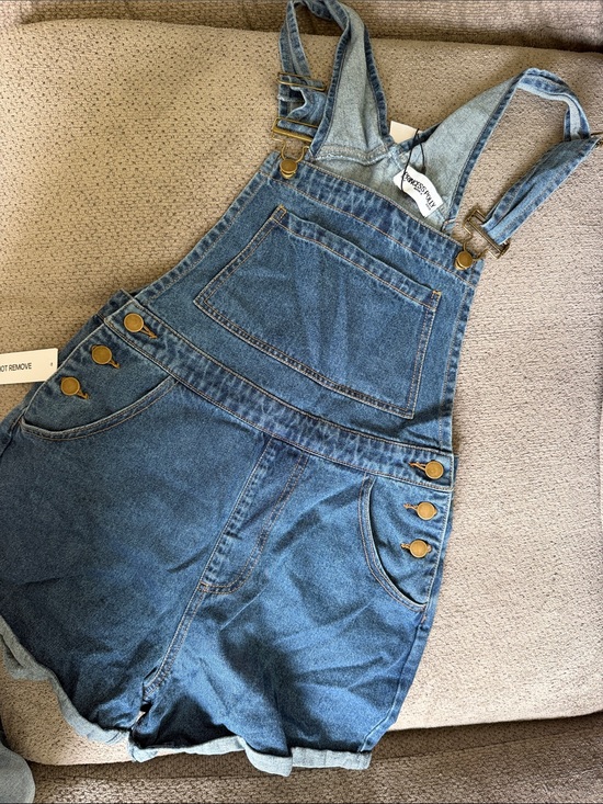 Princess Polly Pants - Princess Polly Blue Denim Overall Shorts